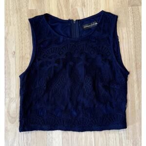 Midnight Doll‎ Navy Lace Crop Top size 7